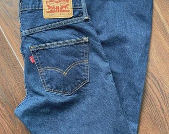 Vaqueros Levi's Strauss Red Tab 559 de mezclilla con lavado oscuro, pierna ancha y recta, años 2000, talla M/L