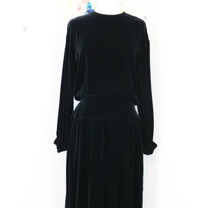 80s Does 20s Black Velvet Dress Designer ALBERT NIPON Drop - Etsy