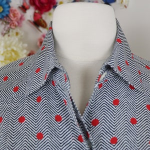 80s Polka Dot Blouse PORTS INTERNATIONAL Vintage 1980s Preppy Mod Secretary Blouse Office Appropriate Wear To Work Day Shirt - L/XL