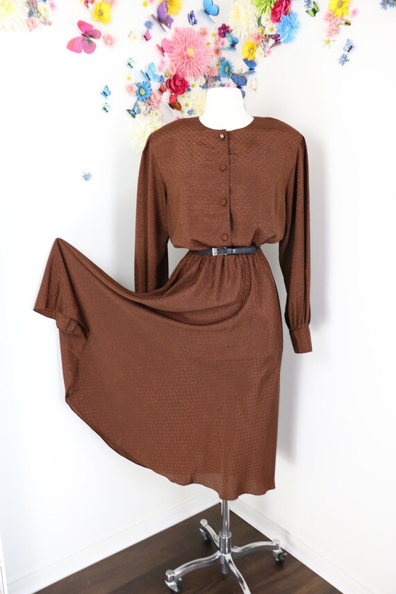 Vintage 80s Does 40s Secretary Dress With Full Fla