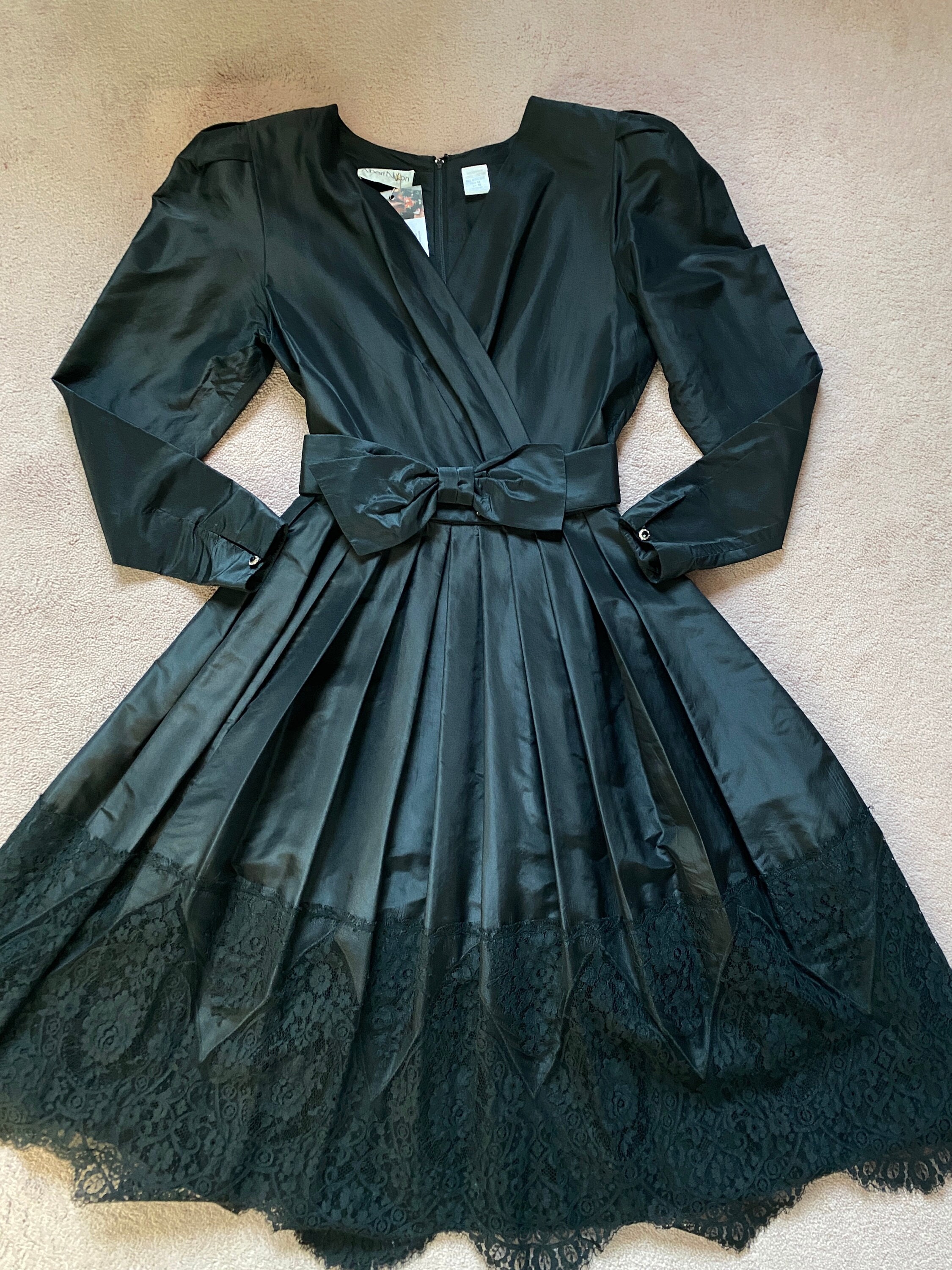 Black Silk Taffeta Gown