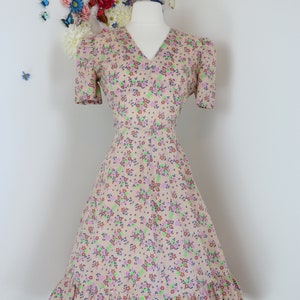 Vintage Boho Floral Dress 70s Cotton Cottagecore Day Dress Prairie Summer Picnic Dress Garden Party Country Western Dress XS/S