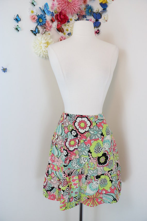 Novelty Print Mini Skirt - Embellished Beaded Sequ