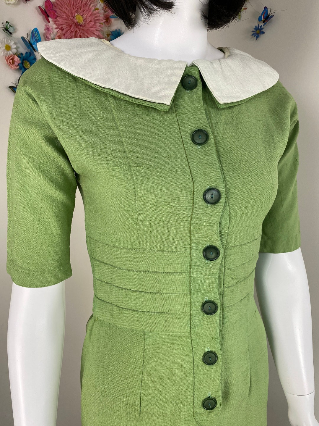 1940s 'Girl Friday' Midi Dress - Duck Egg