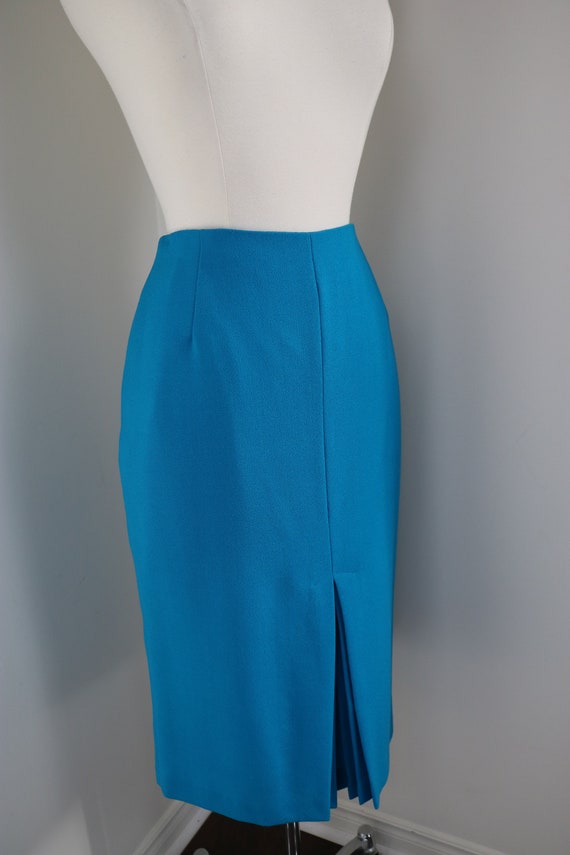 Vintage 80s 90s Blue Pencil Skirt - Small 27" Acc… - image 5