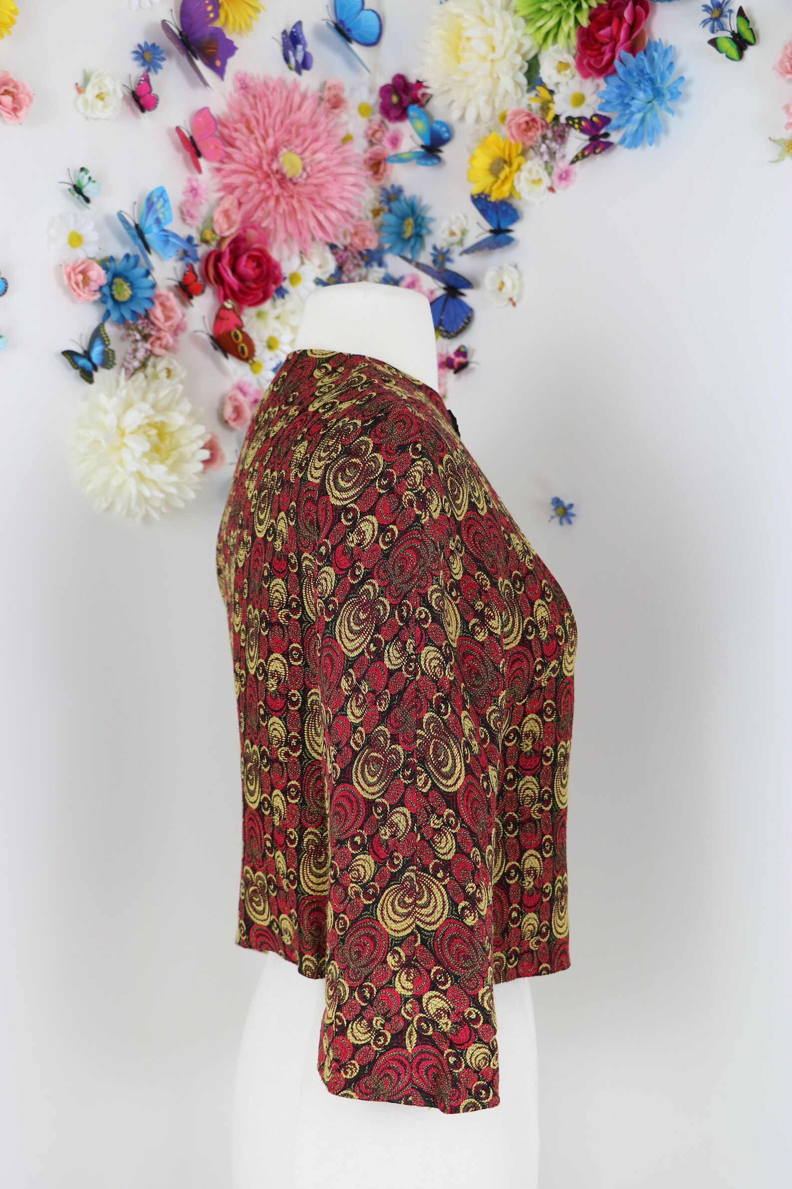 1980s Chinese Asian Jacket Cropped 3/4 Sleeve Frog Clasp - Etsy