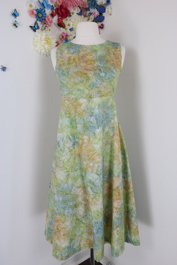 1970s Vintage Cotton Midi Dress - XS/S - Watercol… - image 2