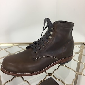 Mens Vintage Boots Wolverine 1000 Mile Boots Brown Leather Military Combat Hiking Boots Lace Up Casual Boots - 8 US Mens