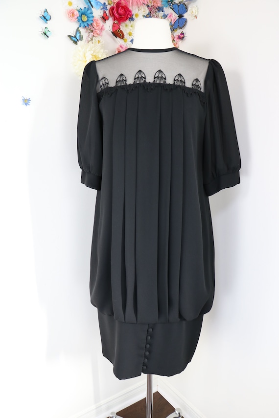 Vintage 80s Does 20s Black Evening Dress - Vintag… - image 2