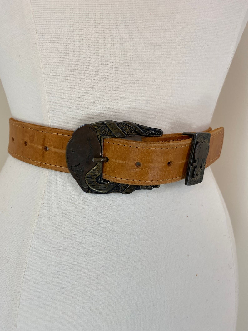 Unique African Safari Elephant Leather Belt S/M 27 Etsy