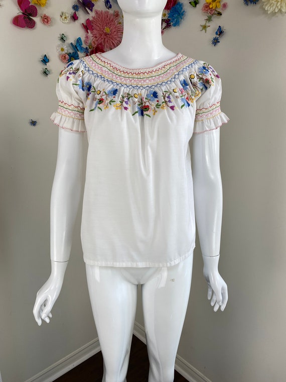 1960s Embroidered Folkloric Peasant Blouse - Trad… - image 9