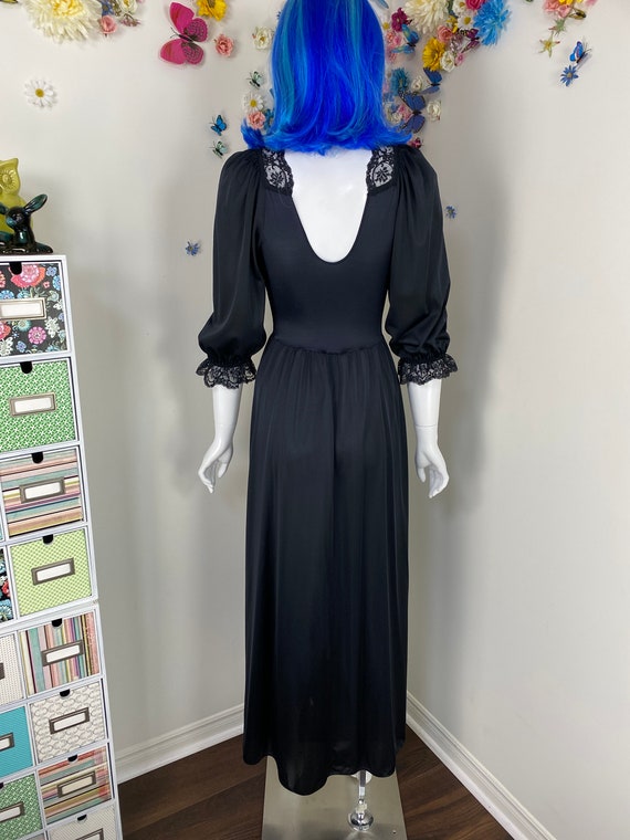OLGA Black Lace Nightgown Lingerie - Vintage 1980… - image 9