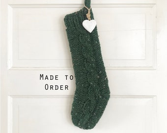 Tannenbaum Stocking - Made to Order! - Modern, minimalist, Scandinavian style, hand knit, Christmas stocking