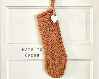 Gilded Stocking - Made to Order! - Modern, minimalist, Scandinavian style, hand knit, Christmas stocking