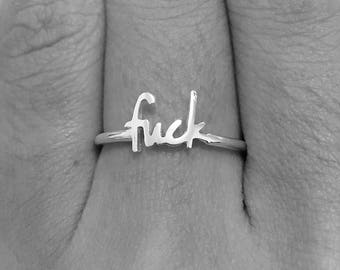 Fuck Ring, Dainty Ring, Fuck, Midi Ring, Simple Ring, Middle Finger, Mature, Minimal Ring, Knuckle Ring, Fuck Jewelry, Fuck Cancer, Fuck It