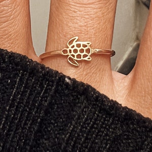 Dainty Turtle Ring Gold Sea Turtle Ring Simple Turtle Jewelry Ocean Ring Gift Women