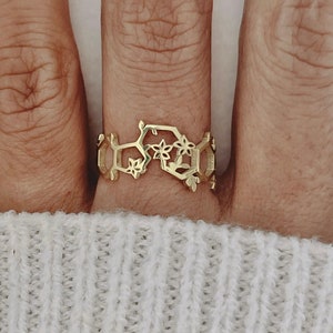 Gold Serotonin Dopamine Molecule Ring: Science Chemistry Jewelry Gift
