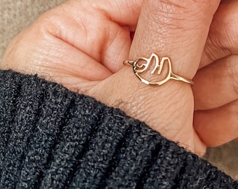 Gold Sloth Ring Silver Sterling Sloth Jewelry Gift Women Girl Daughter