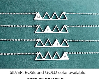 Personalized Mountain Necklace Set for 4: Sister Friendship Jewelry