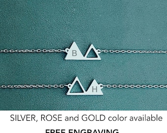 Mother Daughter Mountain Necklace Set: Personalized Initial Jewelry