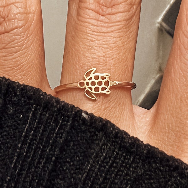 Dainty Turtle Ring Gold Sea Turtle Ring Simple Turtle Jewelry Christmas Gift Women