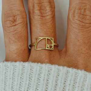 Fibonacci Ring Gold Fibonacci Jewelry Golden Ratio Ring Science Ring Gift Women Sister Friend Daughter
