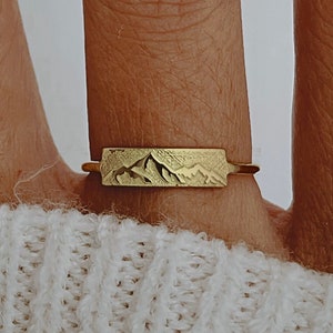 Gold Mountain Range Ring: Nature Hiking Jewelry