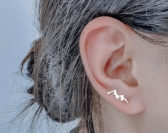 Mountain Earrings Gold Nature Earrings Minimalist Dainty Mountain Jewelry Hiking Outdoor Gift Sister Friend Daughter Etsy