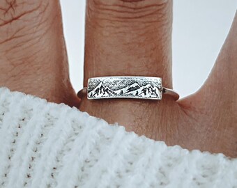 Simple Mountain Ring, Silver Mountain Range Ring, Dainty Nature Ring, Mountain Jewelry Outdoor Christmas Gift