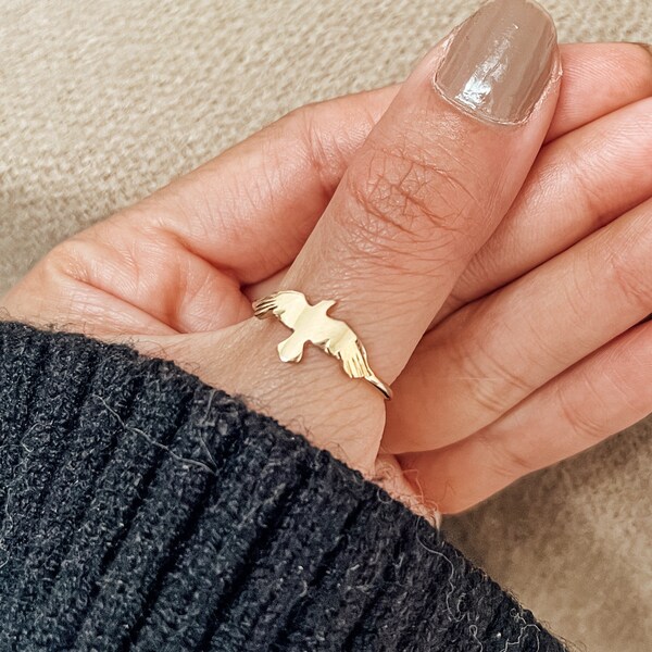 Gold Raven Ring, Crow Ring, Raven Jewelry Gold, Crow Jewelry Christmas Gift For Women