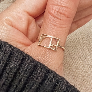 Gold Fibonacci Ring, Gold Fibonacci Jewelry, Golden Ratio Ring, Math Jewellry, Gift for Women, Science Ring Gift