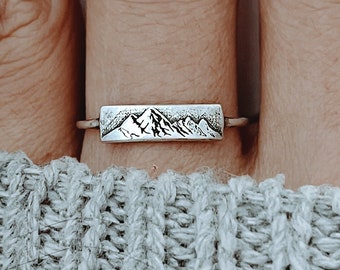 Dainty Mountain Ring Silver Nature Ring Mountain Range Ring Mountain Outdoor Jewelry Gift For Women