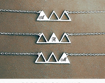 Sister Necklace Set: Personalized Mountain Jewelry, Gift for 3
