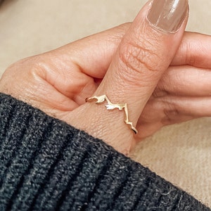 Dainty Mountain Range Ring: Gold Nature Jewelry Gift