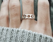 Silver Moon Phase Ring, Stackable Moon Phase Ring For Women, Simple Stacking Rings Gift