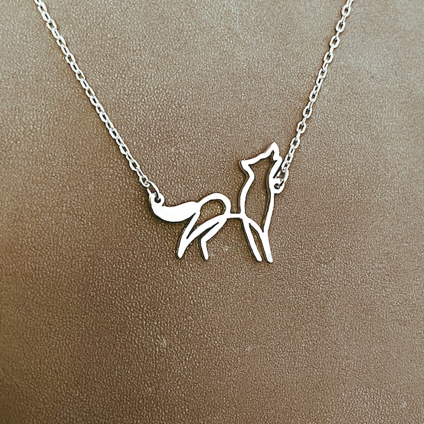 Dainty Wolf Necklace Gold, Silver Wolf Necklace, Wolf Jewelry Gift For Women Christmas Gift