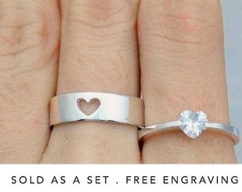 Couple Ring Set, Promise Rings For Couples, His And Her Promise Rings, Promise Ring, Wedding Ring Set, Promise Ring, Christmas Couple Rings