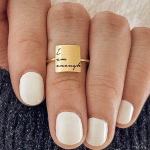 Statement I Am Enough Ring Gold Enough Ring Self Love Ring Recovery Ring Motivation Jewelry Gift