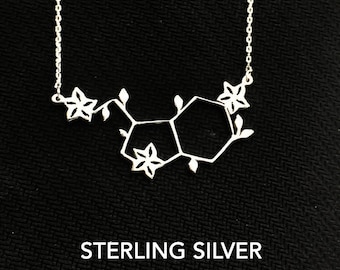 Serotonin Necklace, Molecule Necklace, Serotonin, Medical Student Gift, Science Necklace, Chemistry Necklace, Silver Necklace, Gift