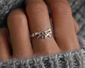 Dainty Fox Ring, Silver Animal Jewelry Gift