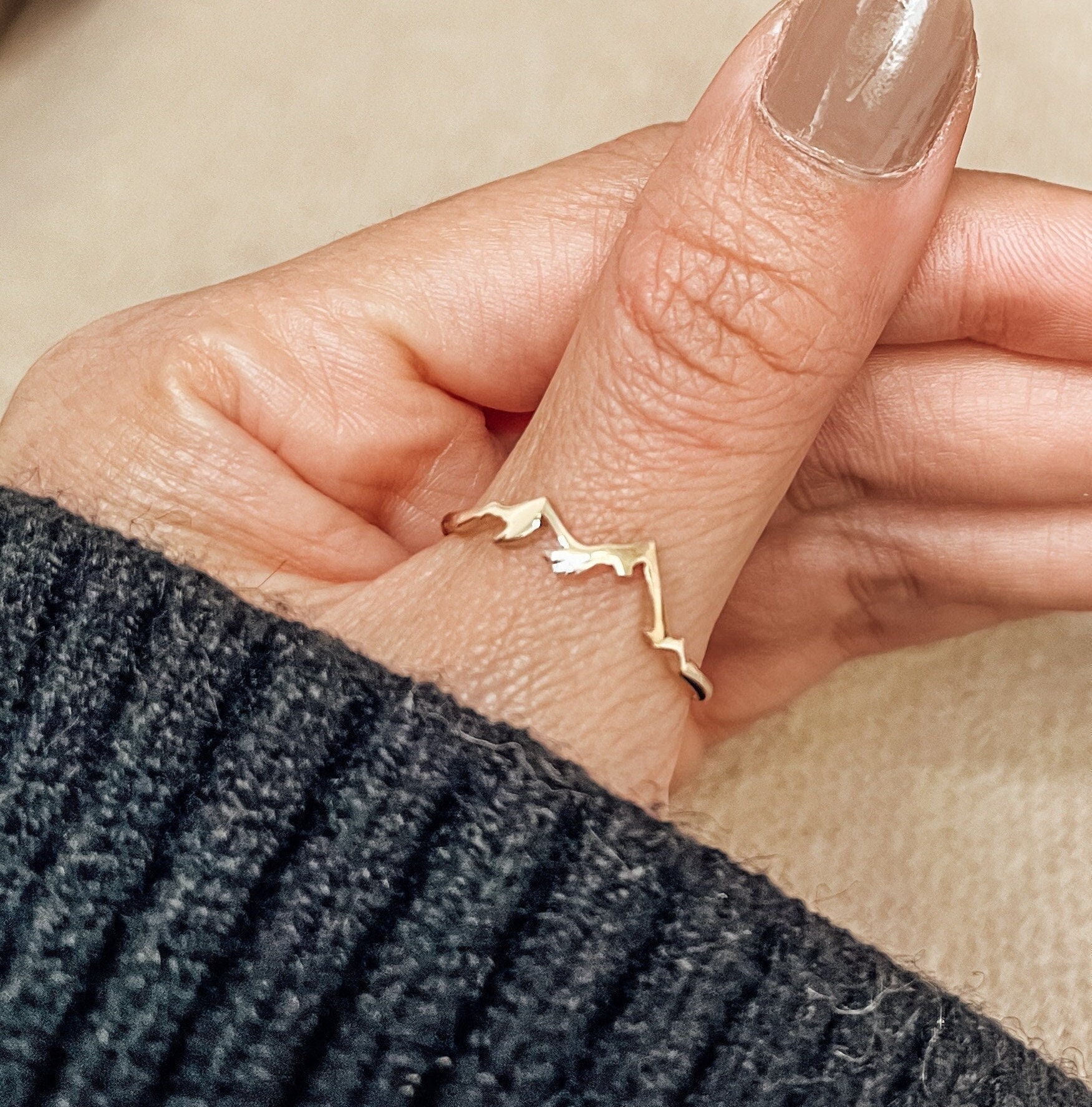 Gold Mountain Ring Dainty Mountain Ring Mountain Jewelry Women Nature Ring Outdoor Ring Hiking Jewelry Climbing Ring Christmas Gift Etsy