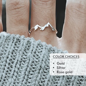 Mountain Range Ring, Gold Mountain Ring, Silver Mountain Jewelry, Nature Ring, Dainty Ring, Outdoor Ring Christmas Gift image 1