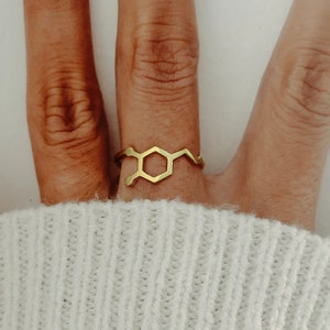 Dopamine Sterling Silver Ring, Dopamine, Medical Student Gift, Molecule Jewelry, Science Jewelry, Science Ring, Molecule Christmas  Gift