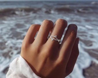 Sterling Silver Shark Ring: Nautical Ocean Jewelry Gift