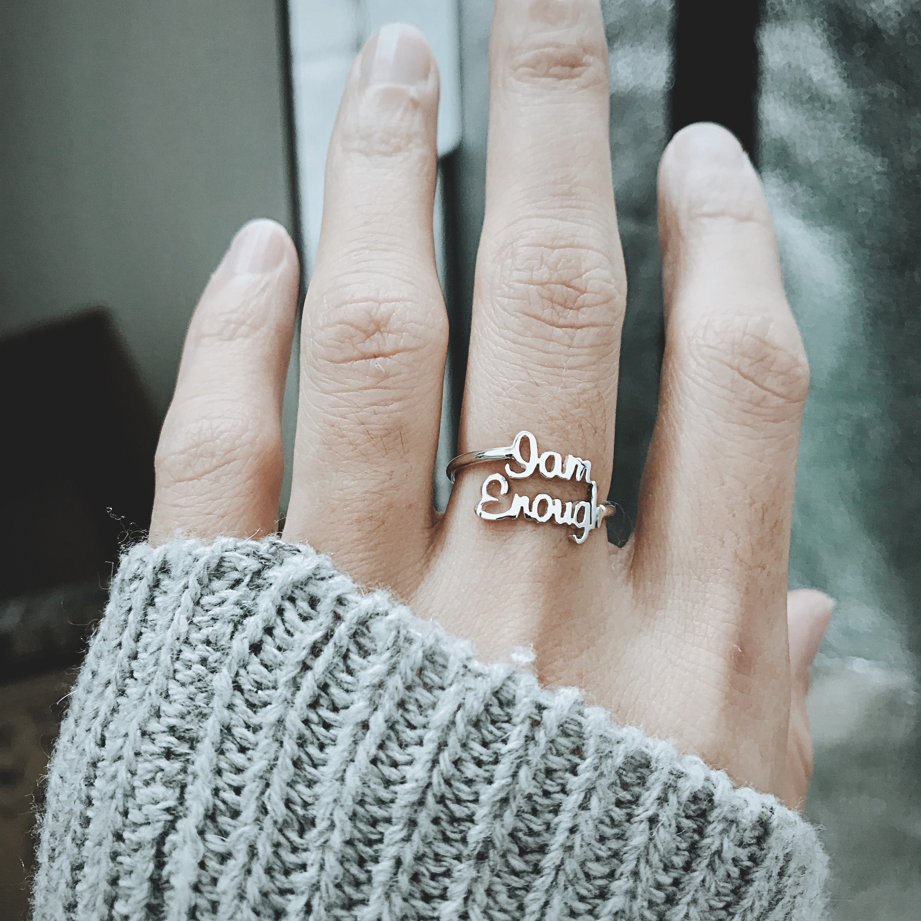 I Am Enough Ring I Am Enough Jewelry Inspirational Love Etsy