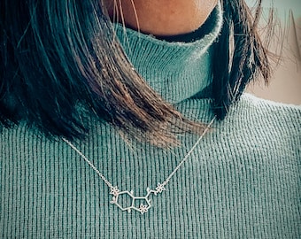 Silver Serotonin Necklace, Serotonin Molecule Necklace, Chemistry Necklace, Science Necklace, Chemistry Molecule Jewelry Christmas Gift