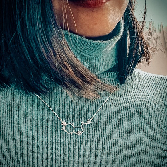 Sterling Silver Serotonin Molecule Cast Necklace : Amazon.in: Fashion