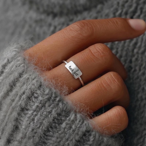 Dainty "Fuck Off" Ring: Gold Middle Finger Jewelry