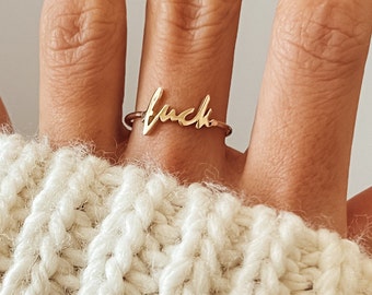 Gold Fuck Ring Dainty Fuck Jewelry For Women Midi Knuckle Ring Middle Finger Ring Christmas Gift