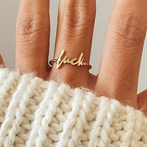 Gold Fuck Ring Dainty Fuck Jewelry For Women Midi Knuckle Ring Middle Finger Ring Christmas Gift